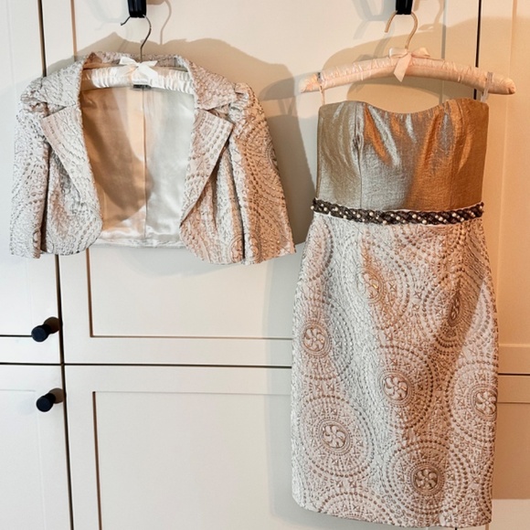 Kay Unger Cocktail Dress with Bolero Jacket formal rose taupe; Women size US 4 - Picture 6 of 15